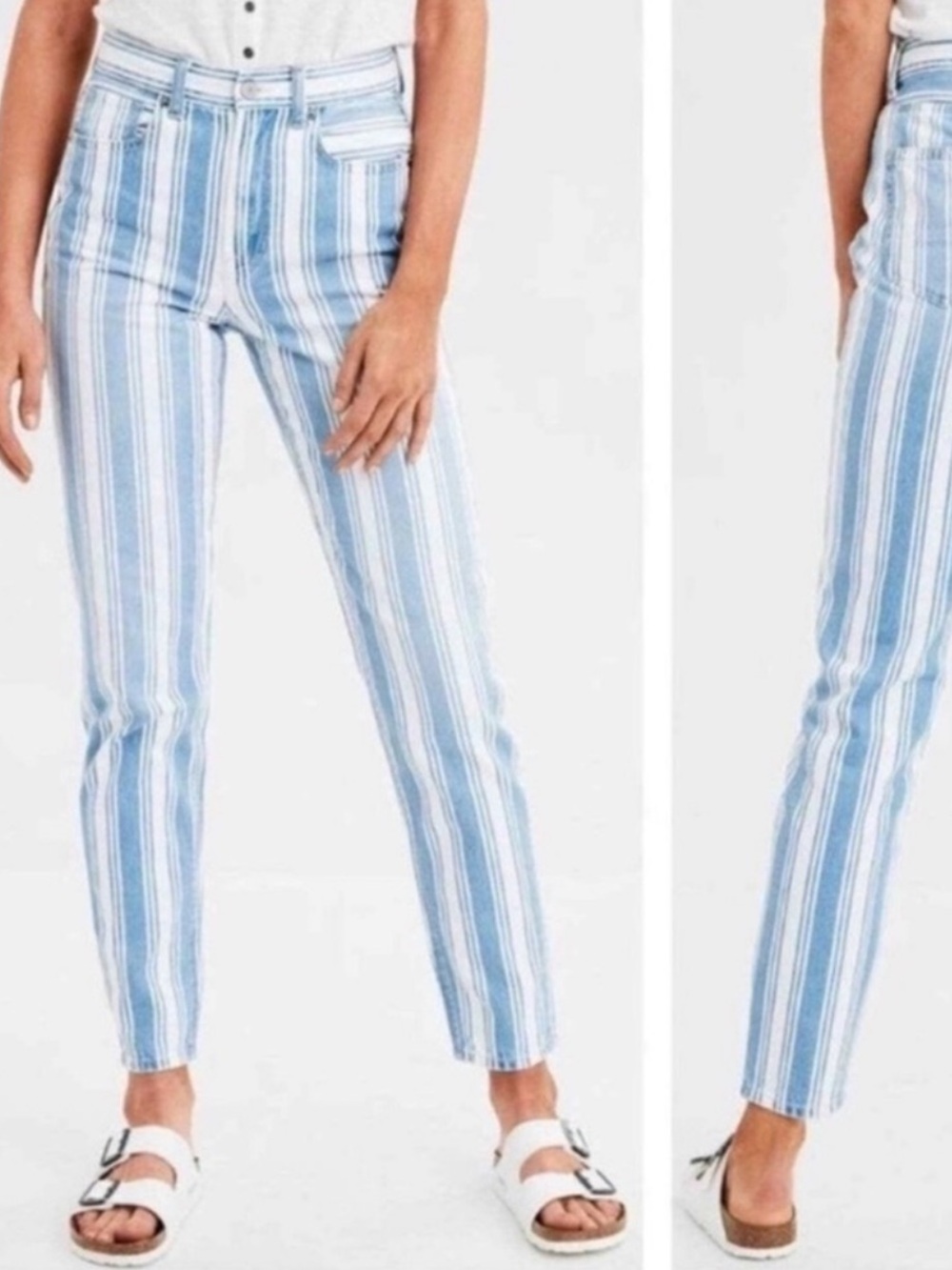 American Eagle Striped High Rise Mom Jeans Size 4